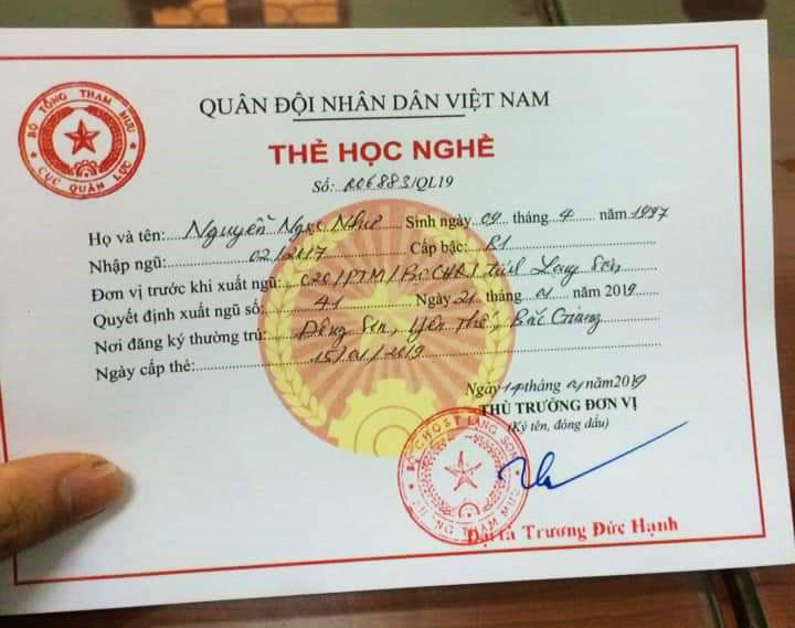 thẻ học nghề bộ đội xuất ngũ